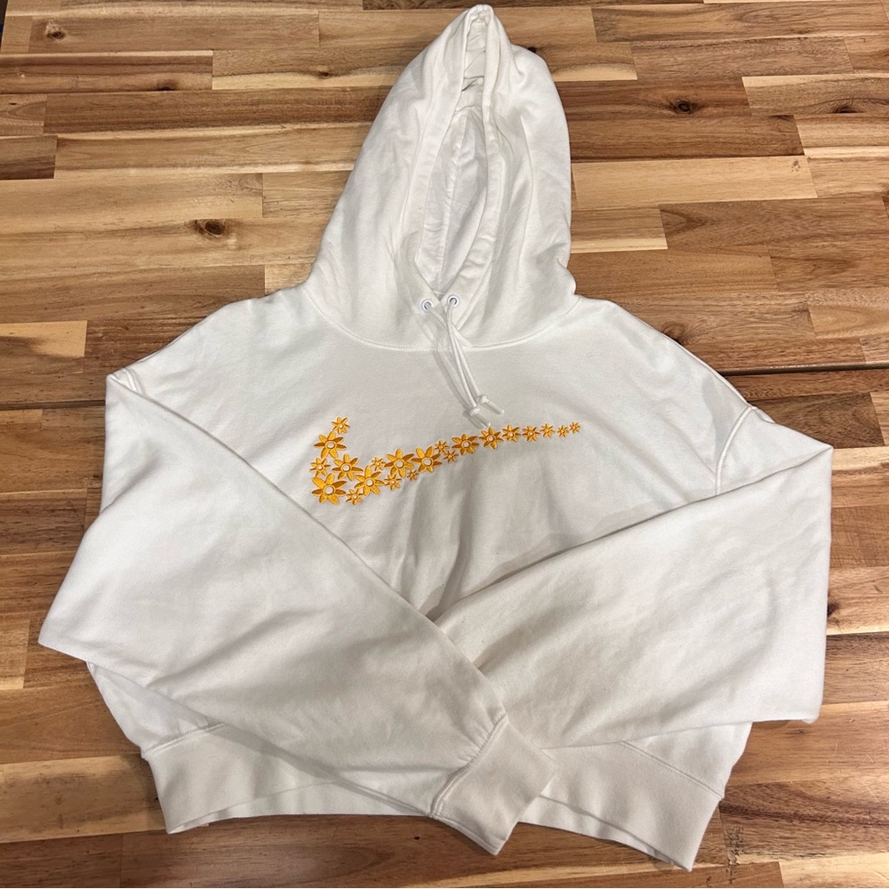 Nike Women's Yellow flower swoosh Hoodie